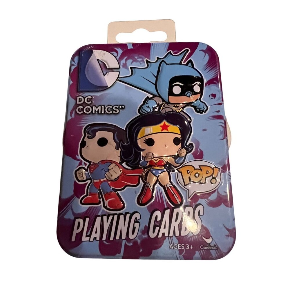 DC Comics Pop! Playing Cards Tin Box - Superman Batman Wonder Woman 54 cards NEW